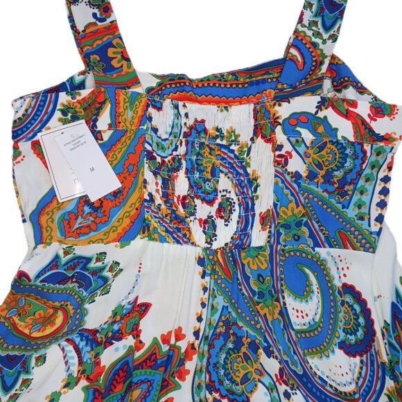 1. State Womens Medium Maxi Dress White Paisley Sleeveless Casual Weekend Ready - Picture 3 of 6